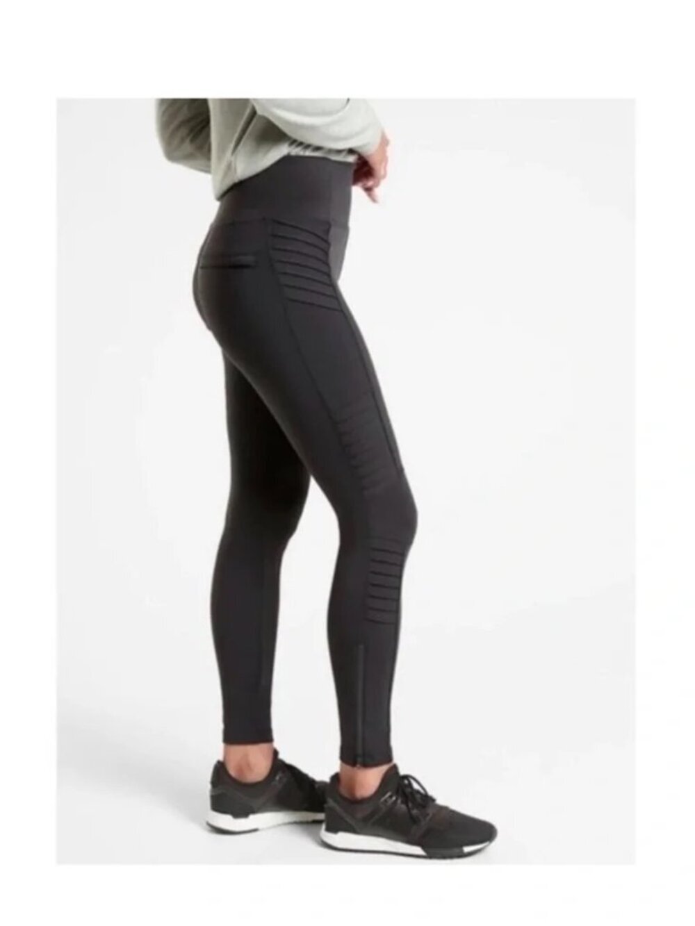 ATHLETA - Delancey Black Moto Tight Size Small